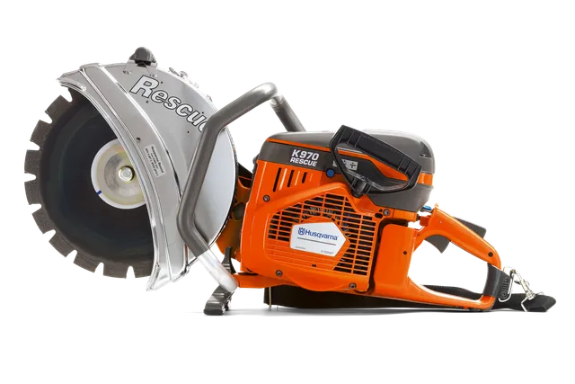 Sidovy av en Husqvarna K970 Rescue-kapmaskin.