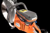 Side view of a Husqvarna power cutter designed for fire rescue operations.