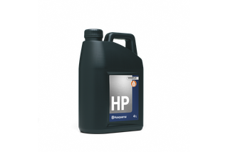 Vue de face d’un bidon d’huile HP Husqvarna de 4 l.