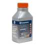 Front view of a Husqvarna Oil Guard bottle, showcasing its label and safety instructions.