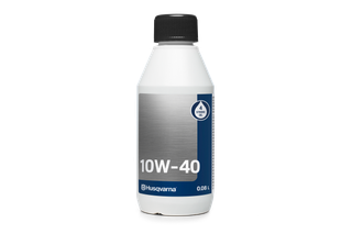 Vorderansicht einer Husqvarna 10W-40 4-Takt-Ölflasche.