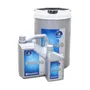 Front view of Husqvarna 4-stroke oil containers in varying sizes.