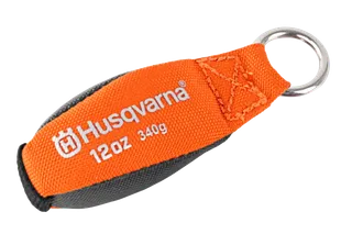 Μπροστινή όψη μπρελόκ Husqvarna με ένδειξη βάρους 12oz 340g.