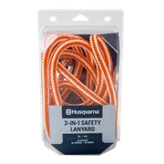 Front view of a packaged Husqvarna 2-in-1 safety lanyard.