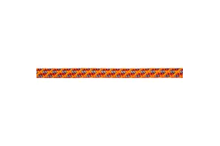Close-up of a durable climbing rope with intricate weaving pattern.