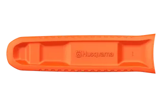 Top view of a Husqvarna chainsaw scabbard.