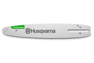 Bară de ghidare a drujbei Husqvarna cu branding X-Precision.
