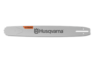 Două imagini care arată o bară de drujbă Husqvarna cu brandul X-Tough.