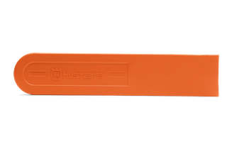 Side view of a Husqvarna chainsaw scabbard.