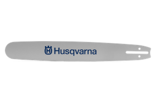 Two Husqvarna chainsaw guide bars with logo visible.