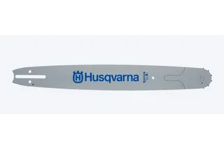HL-258 0,325 po 0,058 po. Vue latérale d’une barre de scie à chaîne Husqvarna avec marque visible.