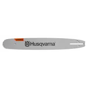Husqvarna X-Force chainsaw guide bar with branding visible.