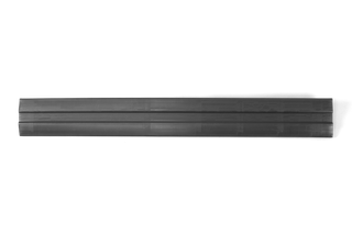 Top view of a long, narrow black construction material piece.
