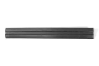 Top view of a long, narrow black construction material piece.