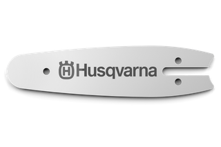 Zaagblad met kettingzaag van het merk Husqvarna en logo.