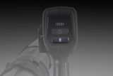 Close-up of a digital display on a power tool handle showing battery level.