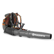 Side view of a Husqvarna backpack leaf blower with ergonomic handle.