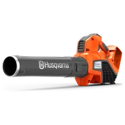 Side view of a Husqvarna leaf blower showcasing its design and features.