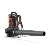 Side view of a battery backpack blower