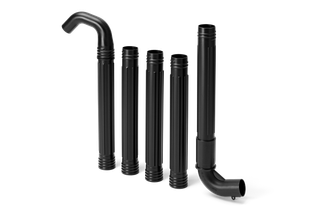 ชุดขั้วต่อท่อพลาสติกสีดําเรียงเป็นแถว