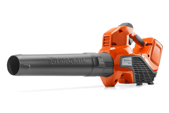 Side view of a Husqvarna leaf blower with ergonomic handle.