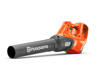Side view of a Husqvarna leaf blower showcasing its ergonomic design.