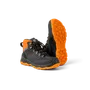 Front view of a pair of work boots with rugged soles.