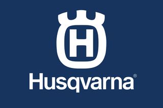 Husqvarna logo featuring a stylized crown and letter 'H' on a blue background.
