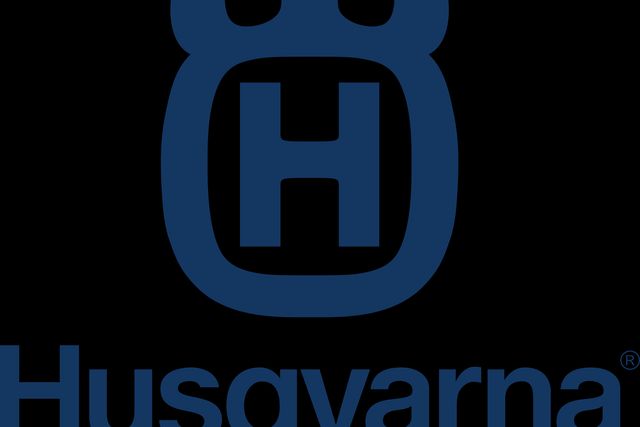 Husqvarnas logotyp med ett stiliserat "H" och en kronliknande design ovanför.