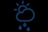 Icône représentant un nuage avec du soleil et des gouttes de pluie, symbolisant des conditions météorologiques mixtes.