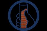 Icon depicting a hand gripping a cylindrical object with a striped pattern.