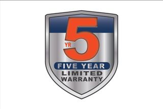 Shield emblem displaying '5 Year Limited Warranty' in bold text.