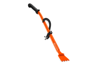Side view of a Husqvarna timber tool with ergonomic handle and gripping hook.