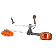 Husqvarna 525iRXT. Side view of a Husqvarna brush cutter with ergonomic handle and battery compartment.