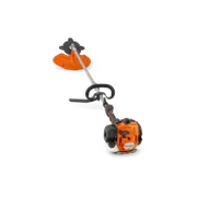 Husqvarna 525RJD Mark II. Front view of a Husqvarna brush cutter with grass blade.