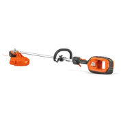 Side view of a Husqvarna battery-powered grass trimmer.