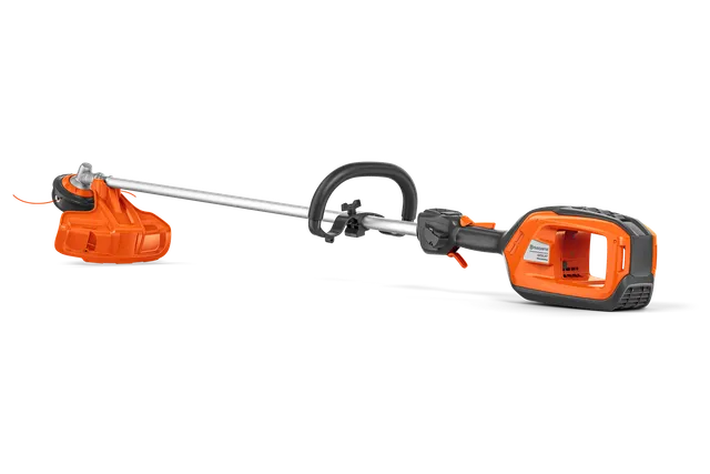 Side view of a Husqvarna battery-powered grass trimmer.