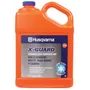 Front view of a Husqvarna X-Guard premium low temperature bar and chain oil container.