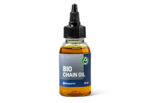 Μπροστινή όψη φιάλης Husqvarna Bio Chain Oil των 50 ml.