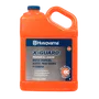 Front view of a Husqvarna X-Guard bar and chain oil container.