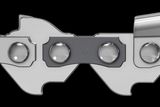 Close-up view of a chainsaw chain showing its intricate design.