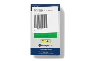 Emballage du produit Husqvarna avec code à barres et détails du produit.