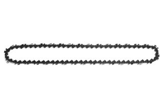 展示锋利刀齿的链锯锯链的俯视图。