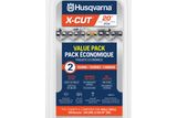 Front view of Husqvarna X-CUT chainsaw chain value pack, featuring two chains for 20-inch bars.