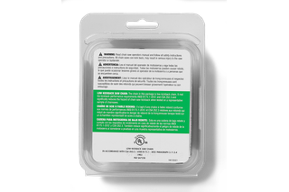 Husqvarna X-CUT® S93G, 3/8" mini pitch, .050 gauge. Packaging of a low kickback saw chain with safety instructions and warnings.