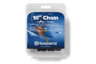 18 英寸 Husqvarna 富世华锯链的包装，适用于各种 Rancher 机型。