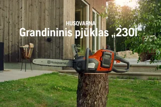„Husqvarna 230i“ su akumuliatoriumi ir įkrovikliu. Savybė Nauda plėvelė Grandininis pjūklas 230i Įrankis be 16x9 LT