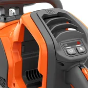 Close-up of a Husqvarna product showcasing its control panel and air vents.