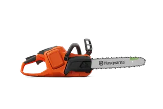 Husqvarna 435i. Side view of a Husqvarna chainsaw with a visible chain and handle.