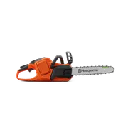 Husqvarna 435i. Side view of a Husqvarna chainsaw with a visible chain and handle.